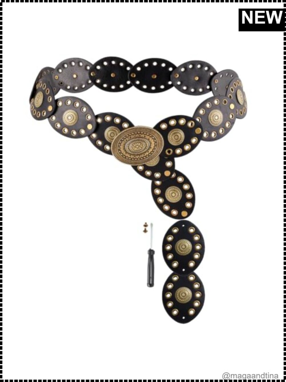 Womens Detachable Western Concho PU Leather Belt Adjustable Cowboy Cowgirl